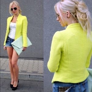 Zara Blogger Favorite Yellow Tweed Blazer Small